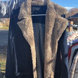 Liverpool Dark Blue Jean Jacket with Tan Sherpa Lining